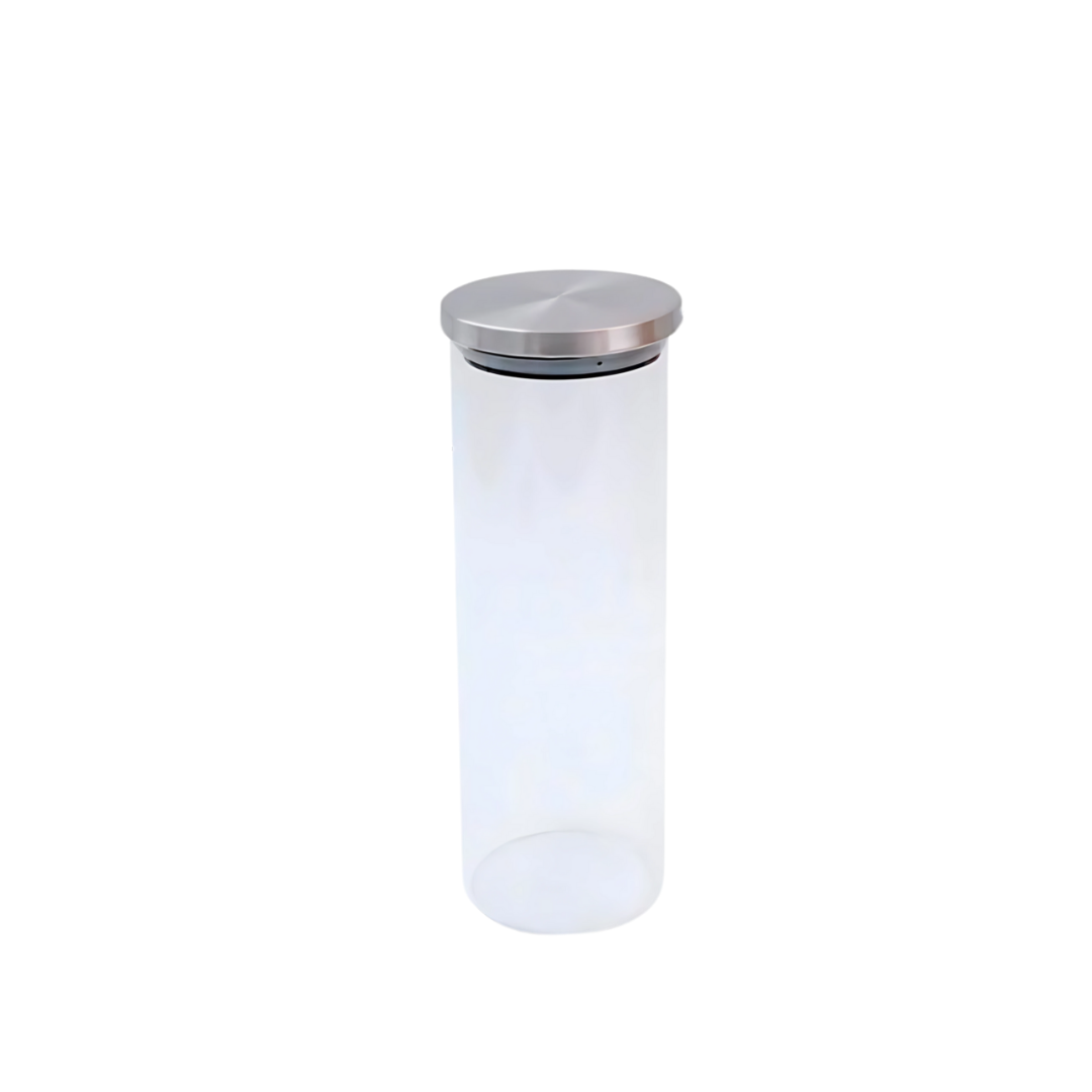 Pote 1700ML de Vidro com Tampa de Inox Circular para Mantimento - Oikos