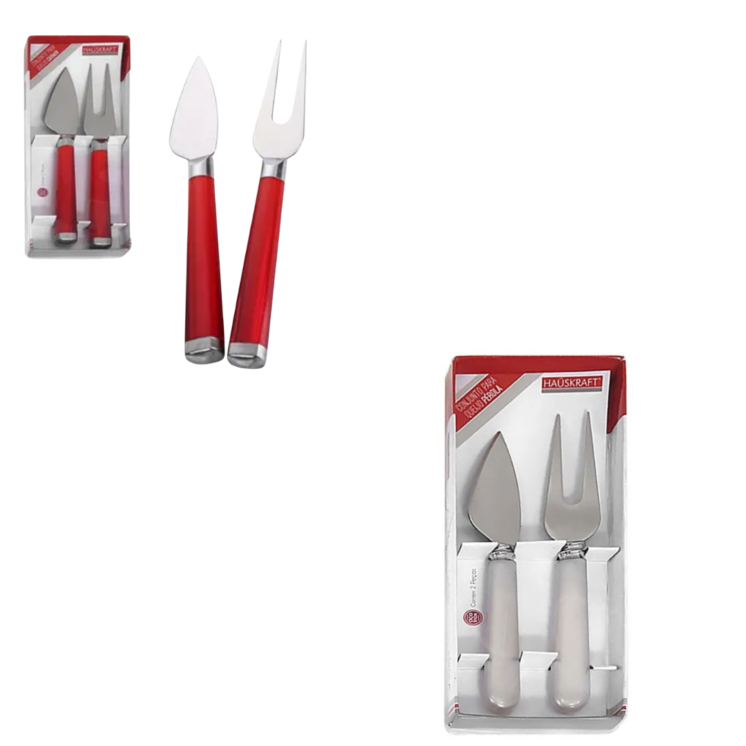 Conjunto Inox para Queijo e Frios com Faca + Garfo Pérola - Hauskraft