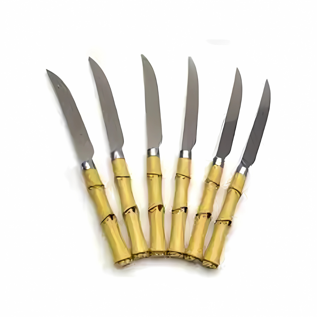 Conjunto com 6 Peças de Faca Inox com Cabo de Plástico de Bambu - Rio Master