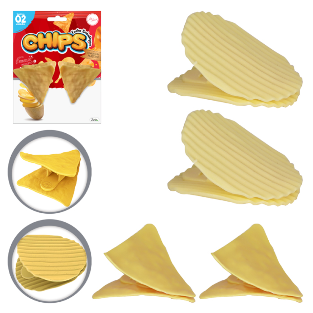 Fecha Embalagem Chips Amarelo 2 Peças - Chips