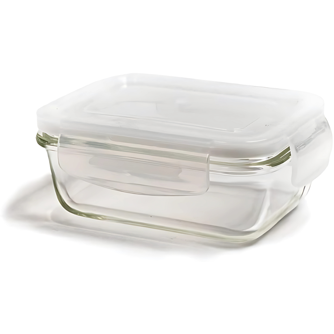 Pote 330ML de Vidro com Tampa Hermética Retangular - Oikos