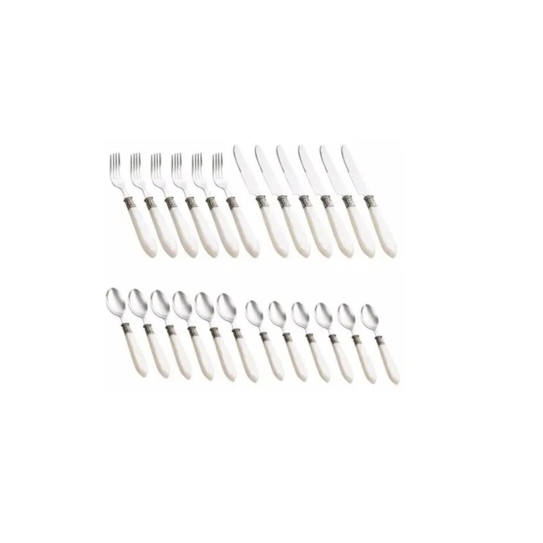 Faqueiro 24 Peças Inox com Cabo de Plástico Mother Pearl Marfim - Fratelli