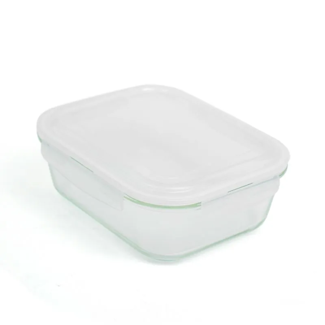 Pote 2,26L de Vidro com Tampa Transparente Retangular Raso - Oikos
