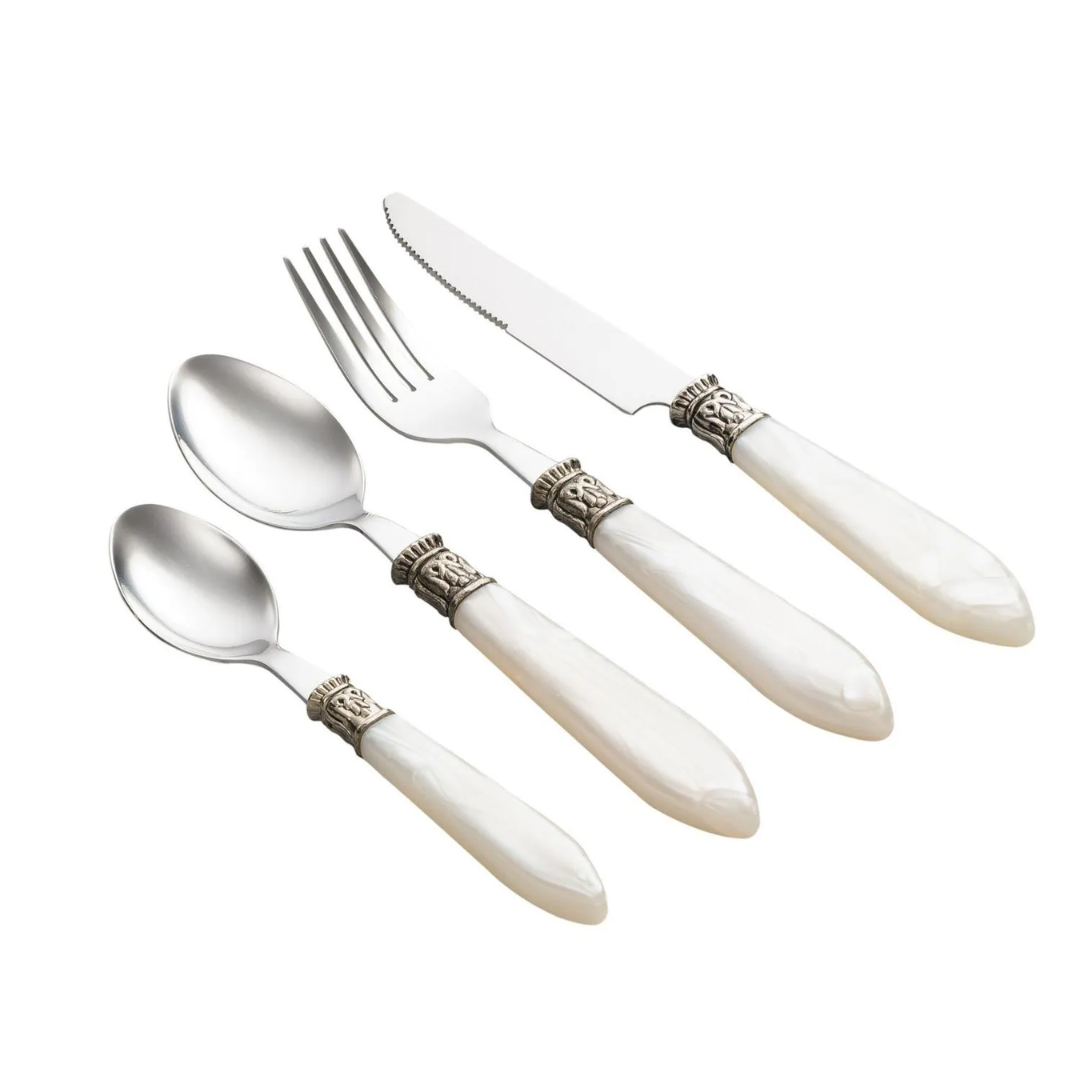 Faqueiro 24 Peças Inox com Cabo de Plástico Mother Pearl Marfim - Fratelli