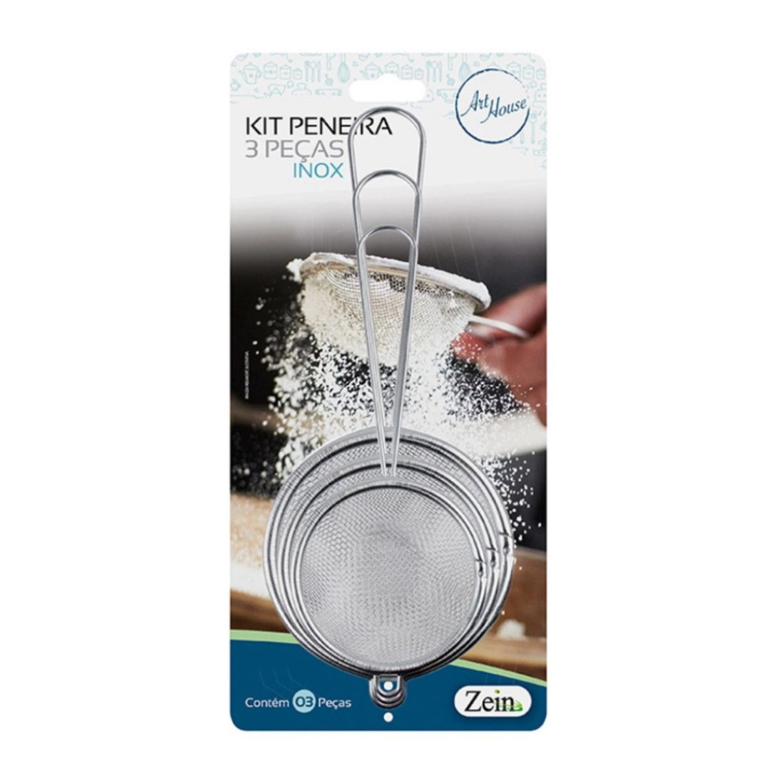 Kit 3 Peneiras de Inox - Art House