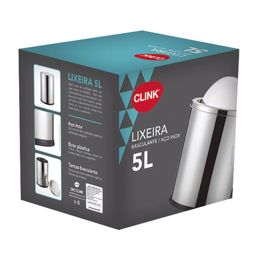 Lixeira Basculante em Aço Inox 5L - Clink