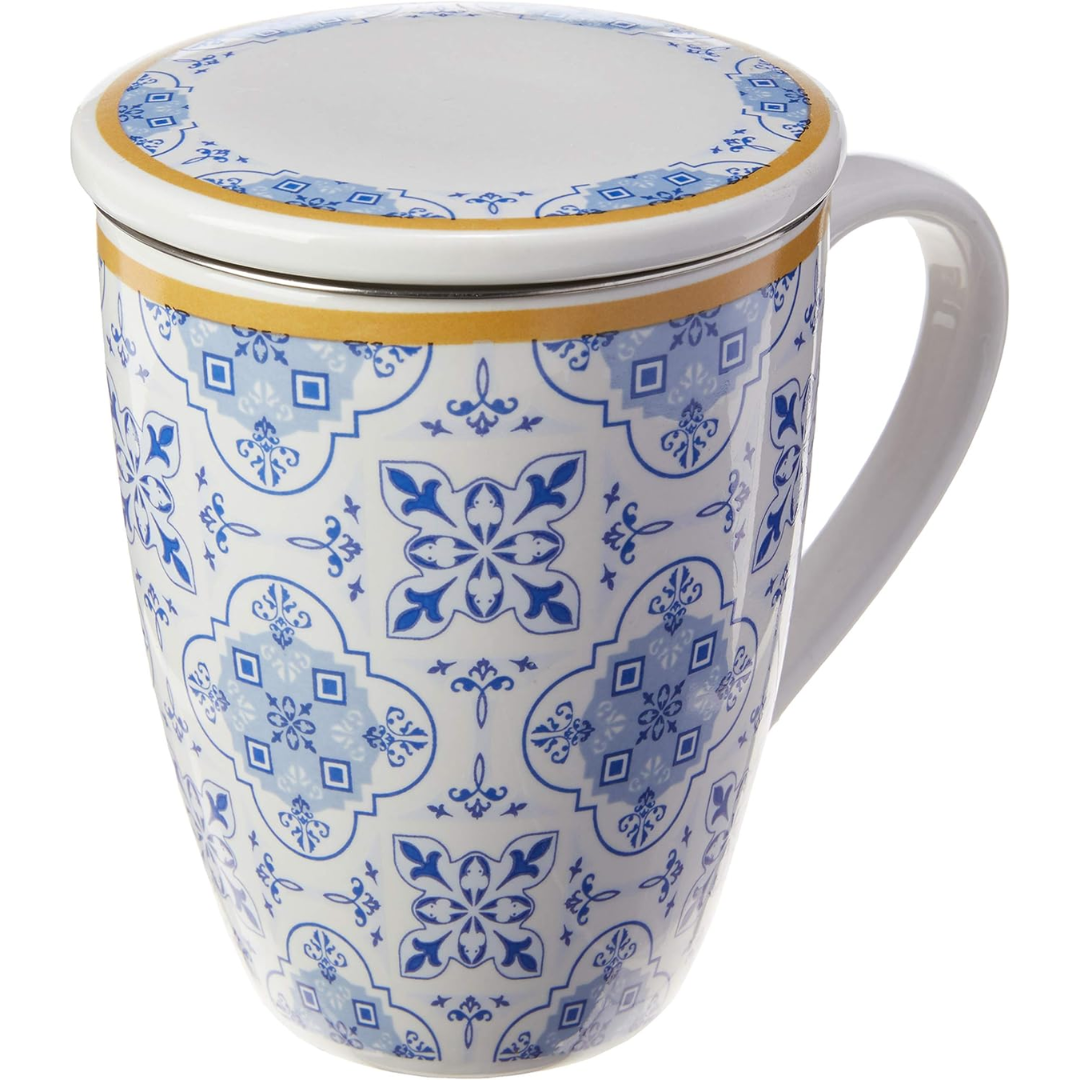 Caneca de Porcelana com Filtro Inox Super White Lisboa - Lyor