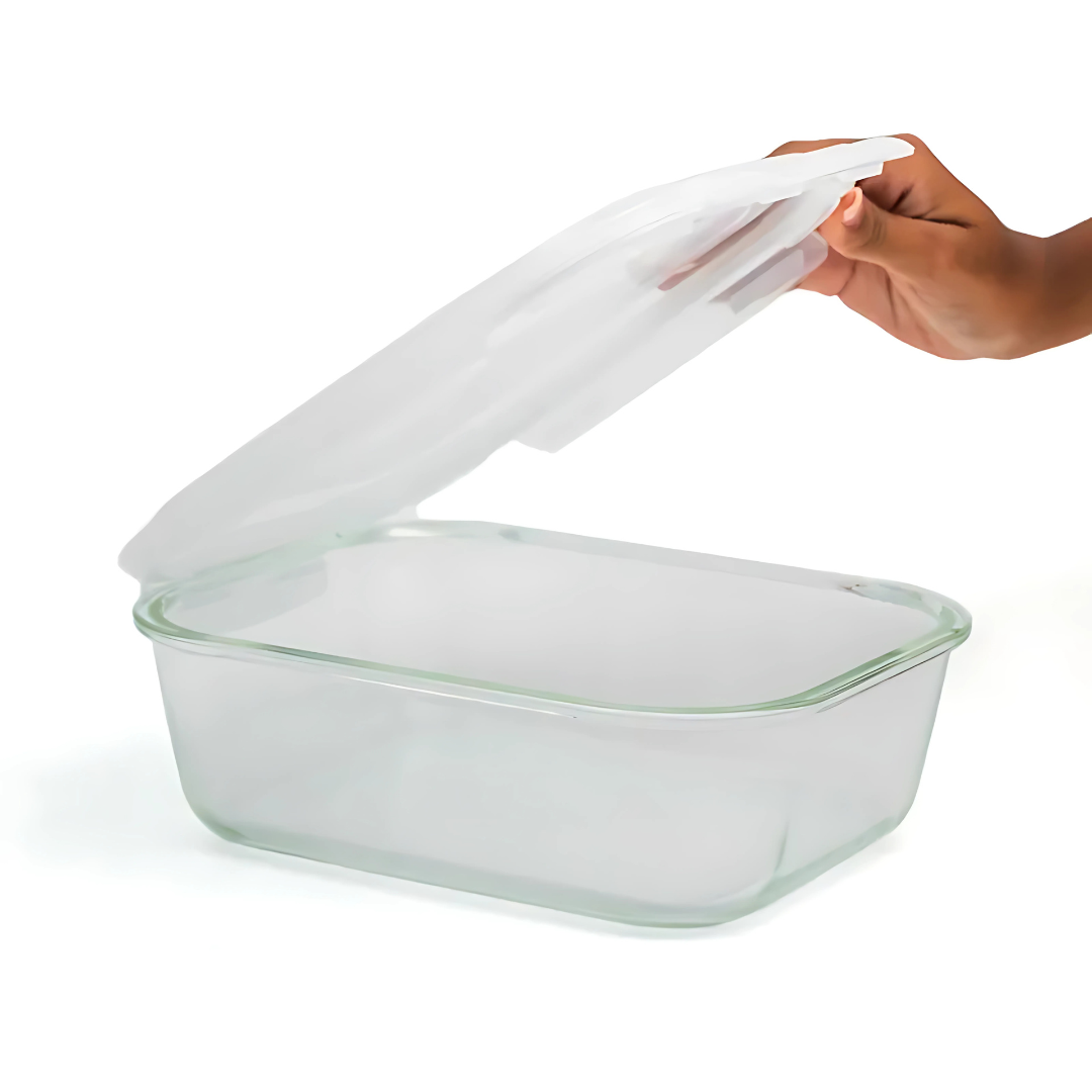Pote 2,26L de Vidro com Tampa Transparente Retangular Raso - Oikos