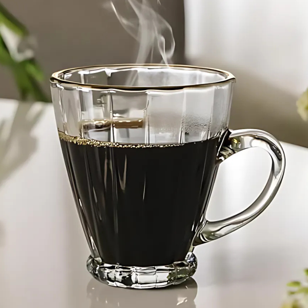 Conjunto 4 Xícaras para Café de Vidro com Fio de Ouro 60ml
