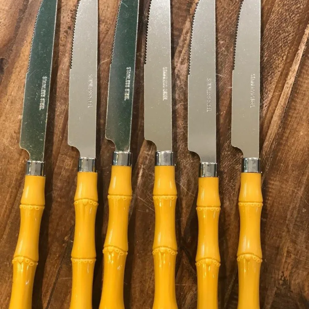 Conjunto com 6 Peças de Faca Inox com Cabo de Plástico de Bambu - Rio Master