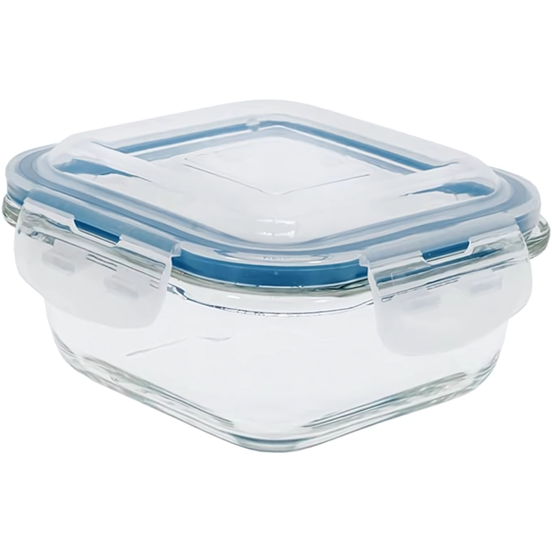 Pote 800ML de Vidro com Tampa Transparente Quadrado Raso - Oikos