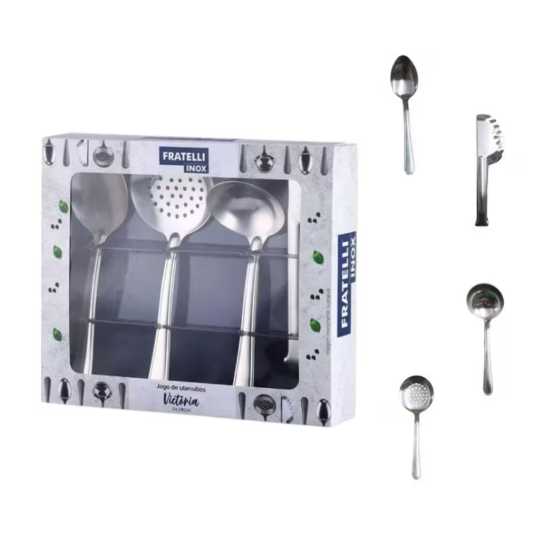 Jogo de Utensílios Inox Victoria 4 Peças - Fratelli