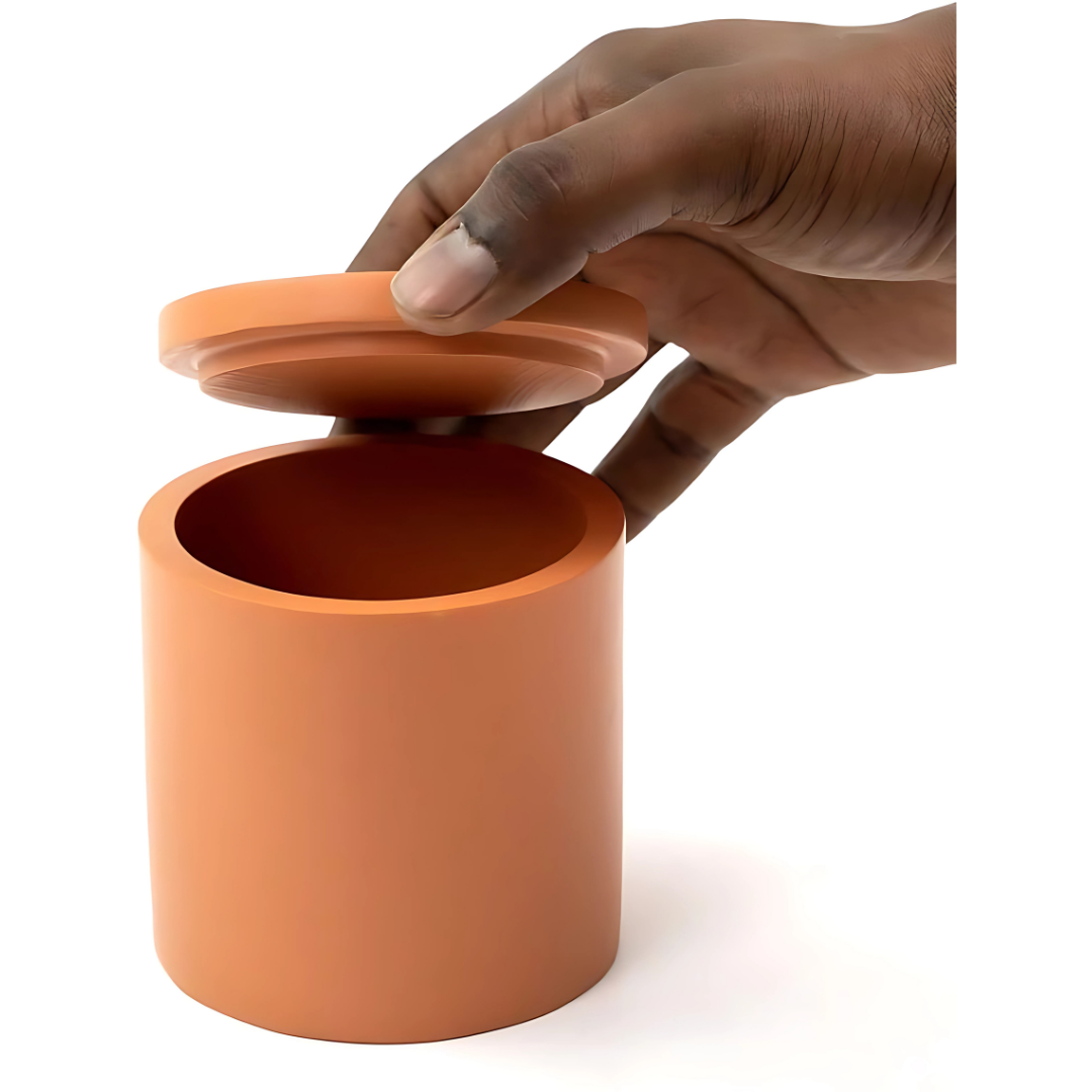 Porta Objetos com Tampa de Resina Minimal Terracota - Oikos