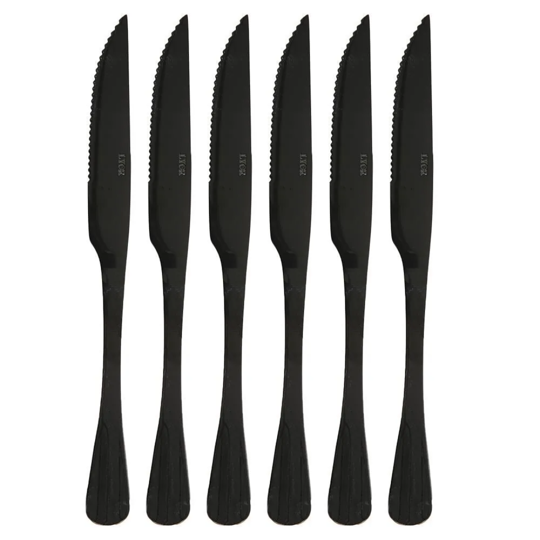 Conjunto 6 Facas para Churrasco de Aço Inox Positano Preto - Lyor