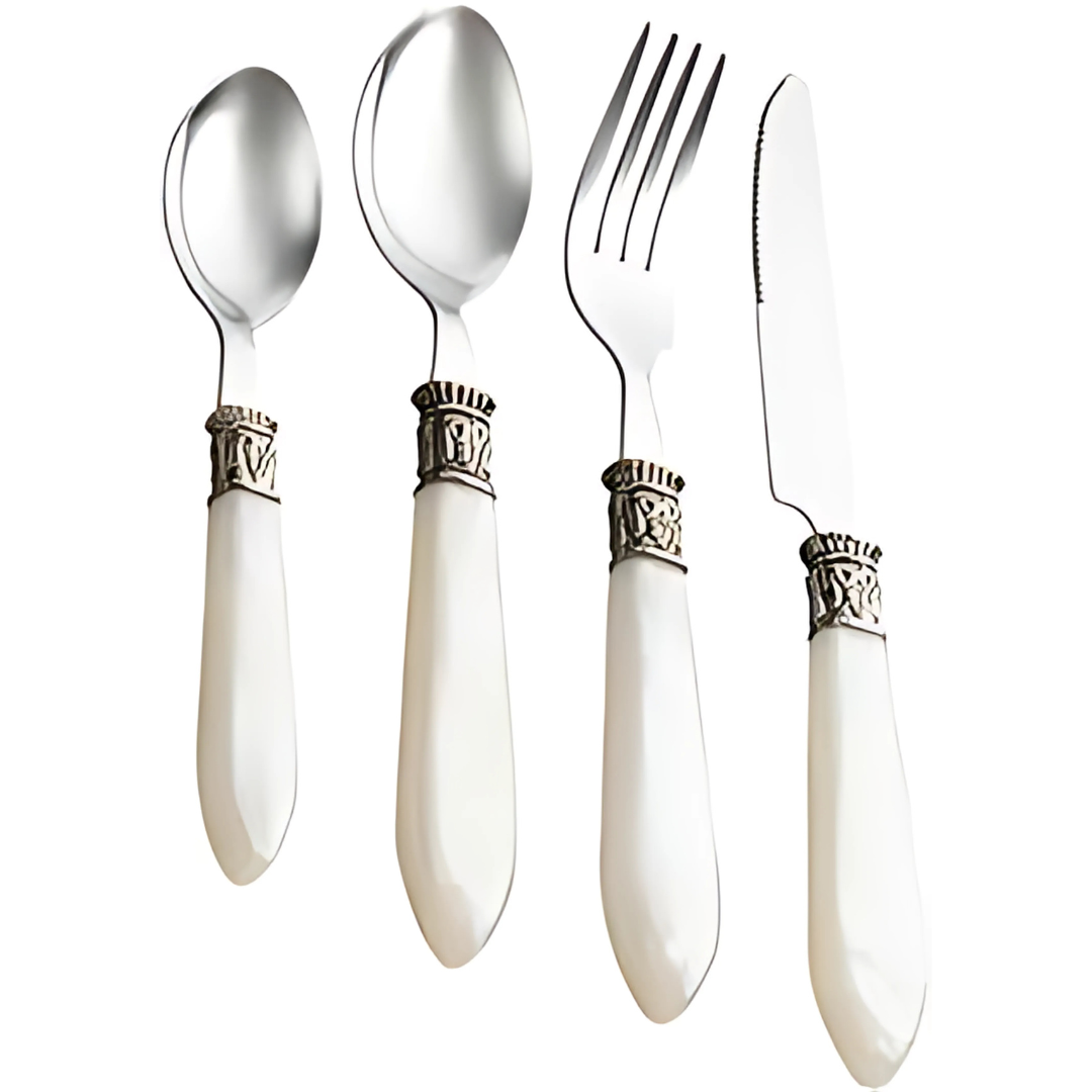 Faqueiro 24 Peças Inox com Cabo de Plástico Mother Pearl Marfim - Fratelli