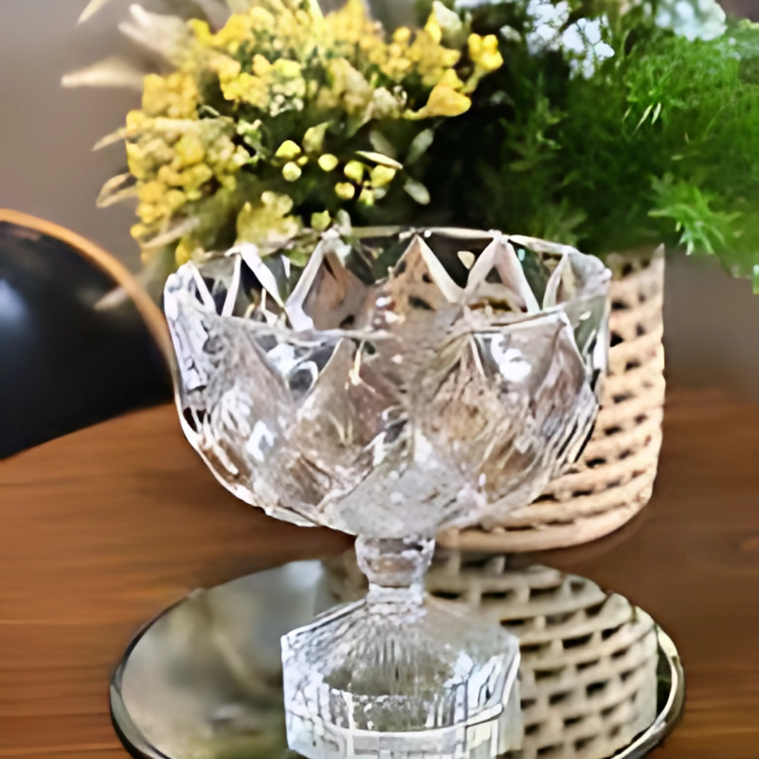 Centro de Mesa Decorativo com Pé de Cristal Ecológico Deli Diamond - Lyor