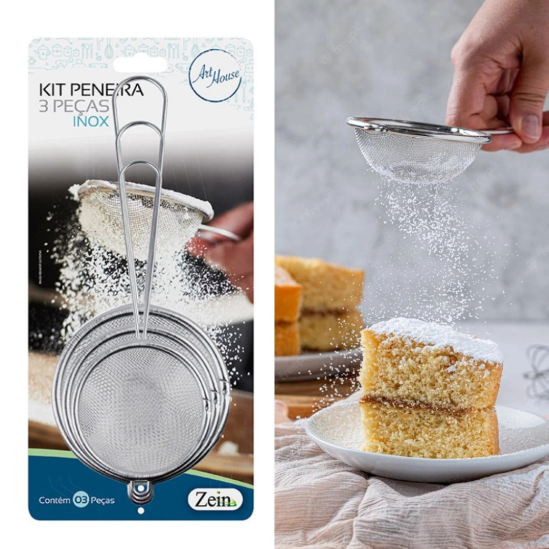 Kit 3 Peneiras de Inox - Art House