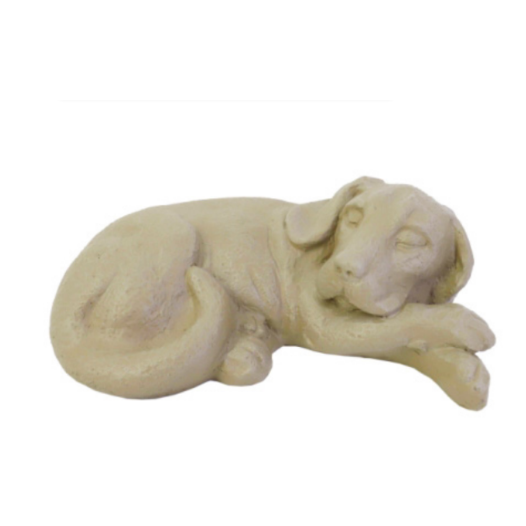 Escultura Cachorro Deitado em Resina - Entrecasa