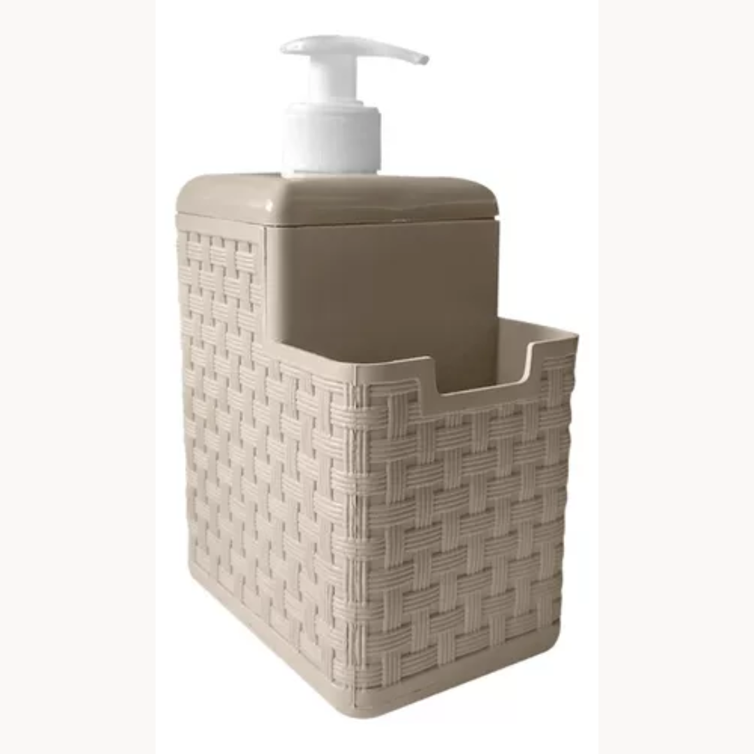 Dispenser Porta Detergente e Esponja Plástico - Rattan