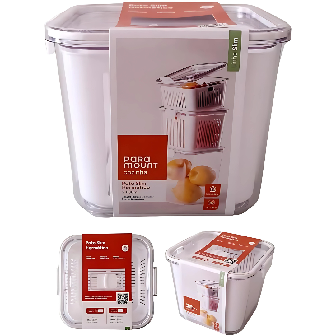Pote Slim Multiuso com Cesto Branco 2.030ml - Paramount
