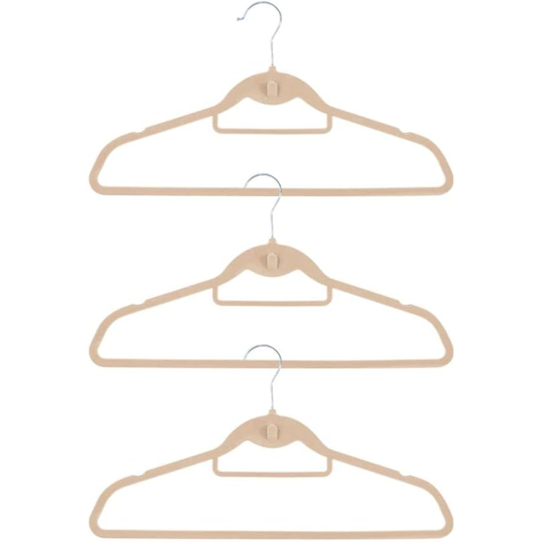 Kit de 3 Cabides Toque de Veludo com Gancho Frontal - Oikos