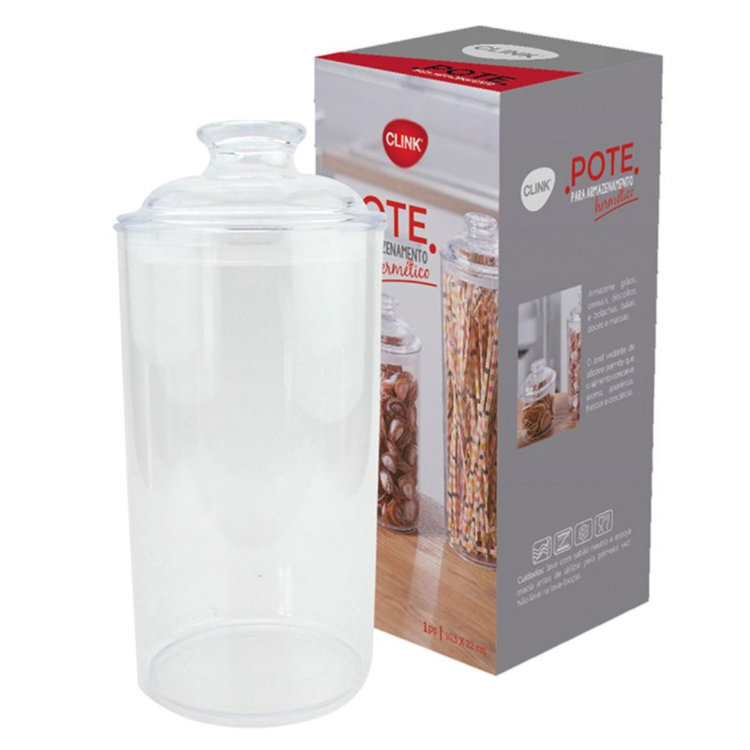 Pote Lock Redondo Canelado 1,1L - Clink
