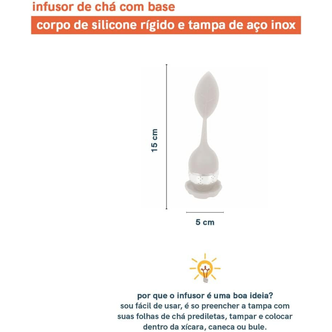 Infusor de Chá de Silicone Cinza Claro - Oikos