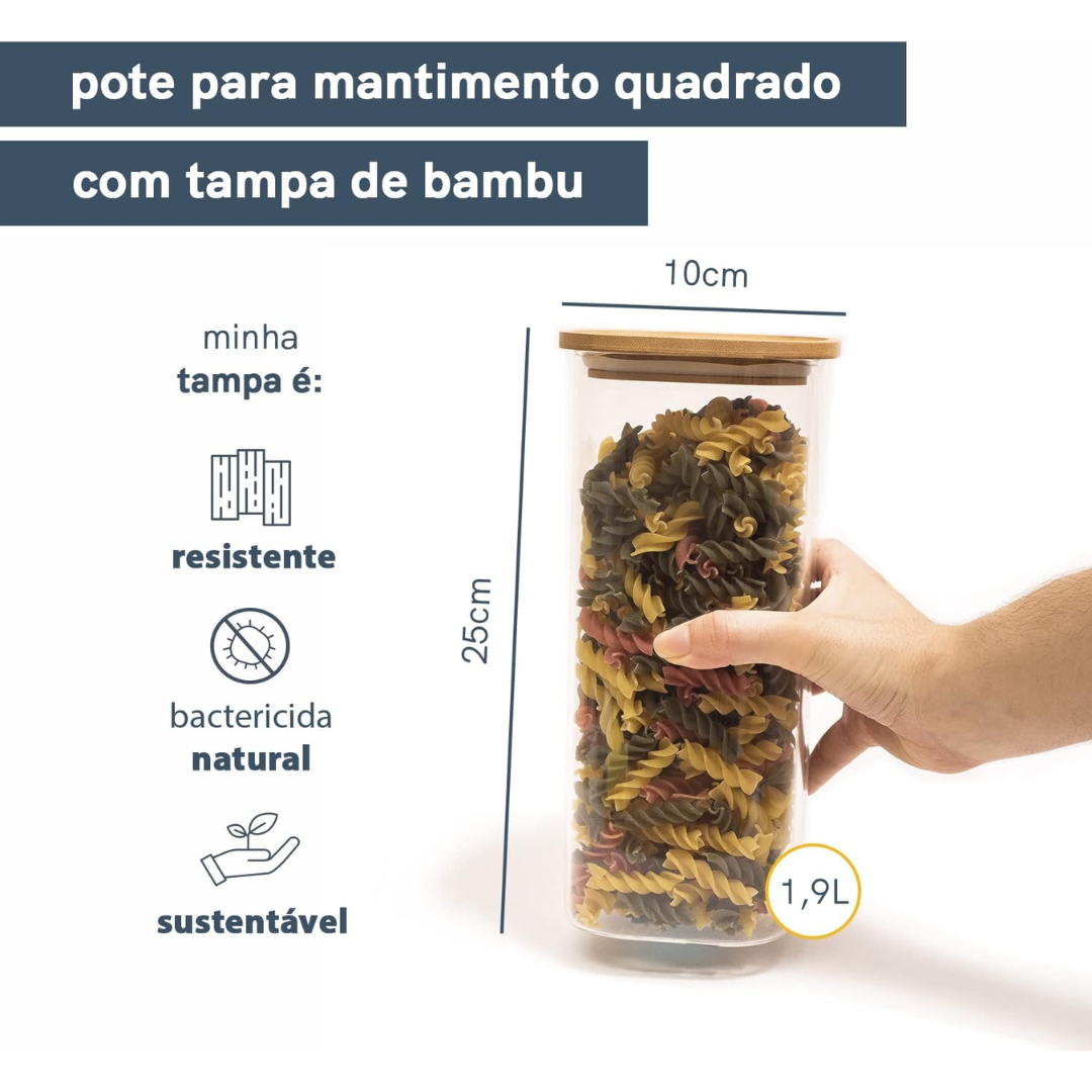 Pote de Vidro 1,9L Empilhável - Oikos