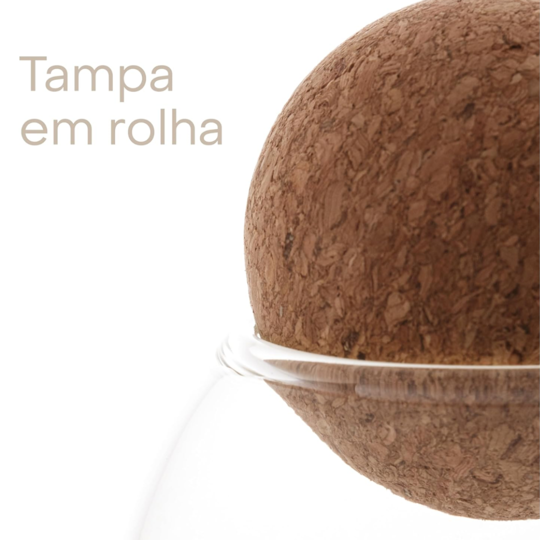 Pote de Vidro com Tampa Esfera Rolha Clean 1,1L - Lyor
