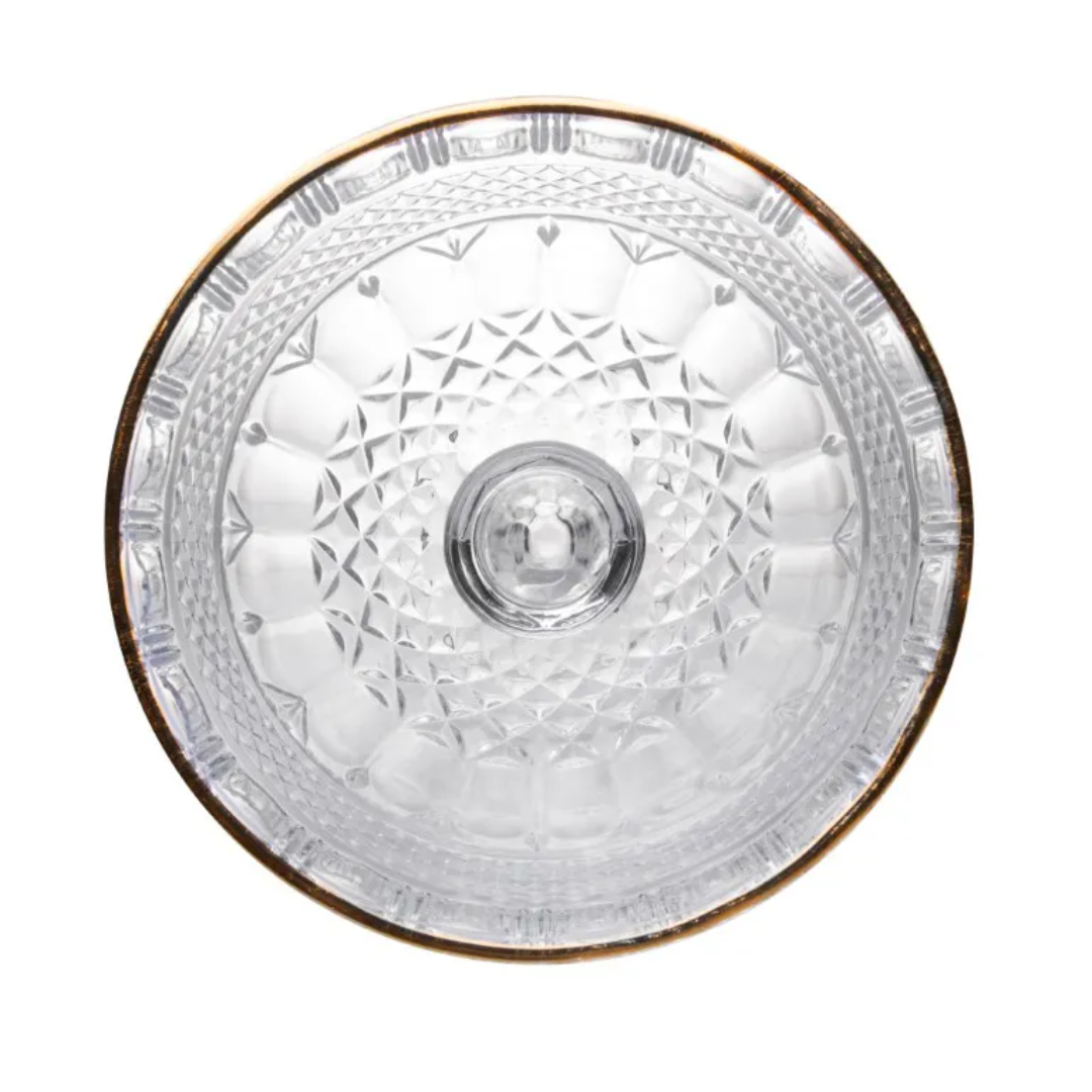 Centro de Mesa Decorativo com Pé de Cristal de Chumbo e Fio de Ouro Brandon - Lyor