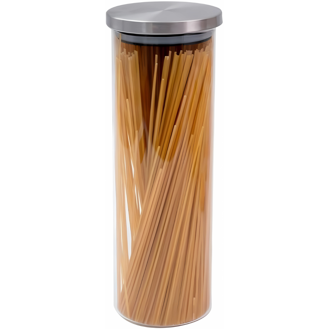 Pote 1700ML de Vidro com Tampa de Inox Circular para Mantimento - Oikos