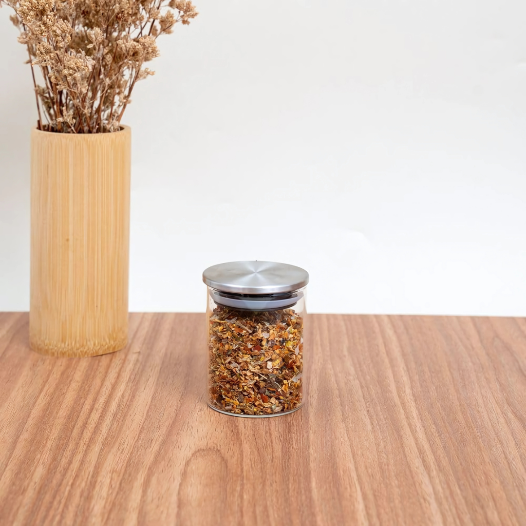 Pote 210ML de Vidro com Tampa de Inox Circular para Mantimento - Oikos