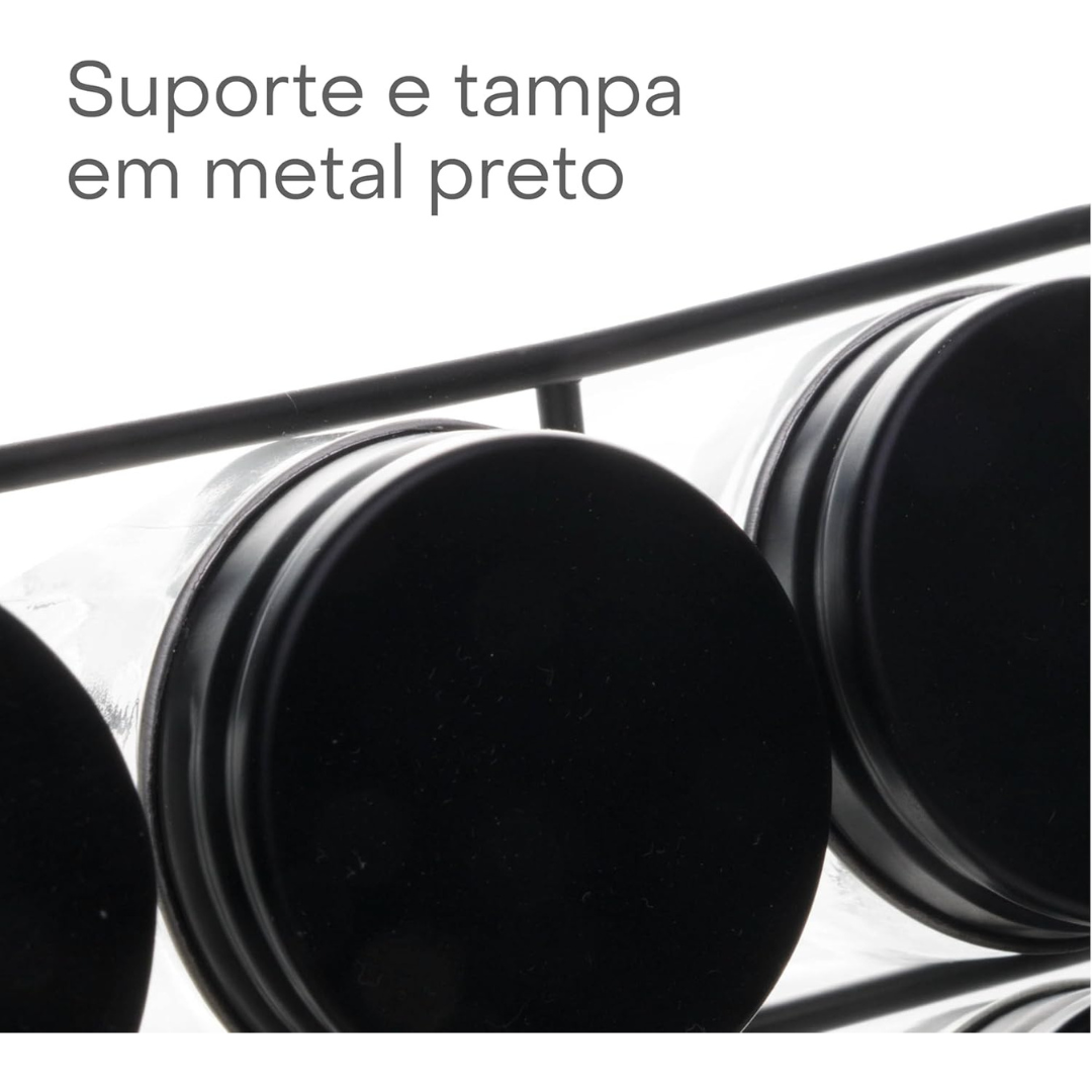 Conjunto 8 Potes de Vidro para Temperos - Lyor