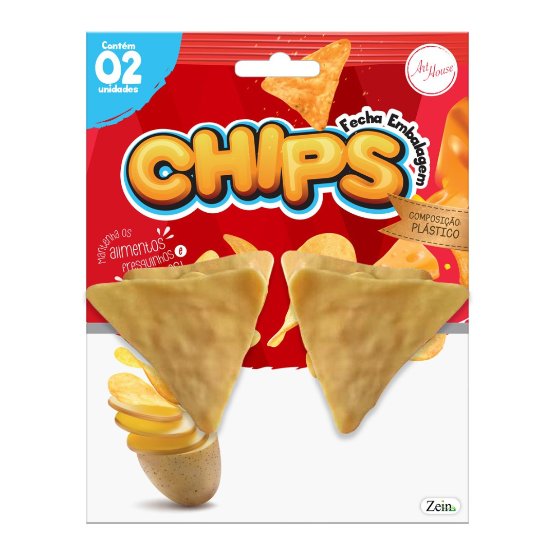Fecha Embalagem Chips Amarelo 2 Peças - Chips
