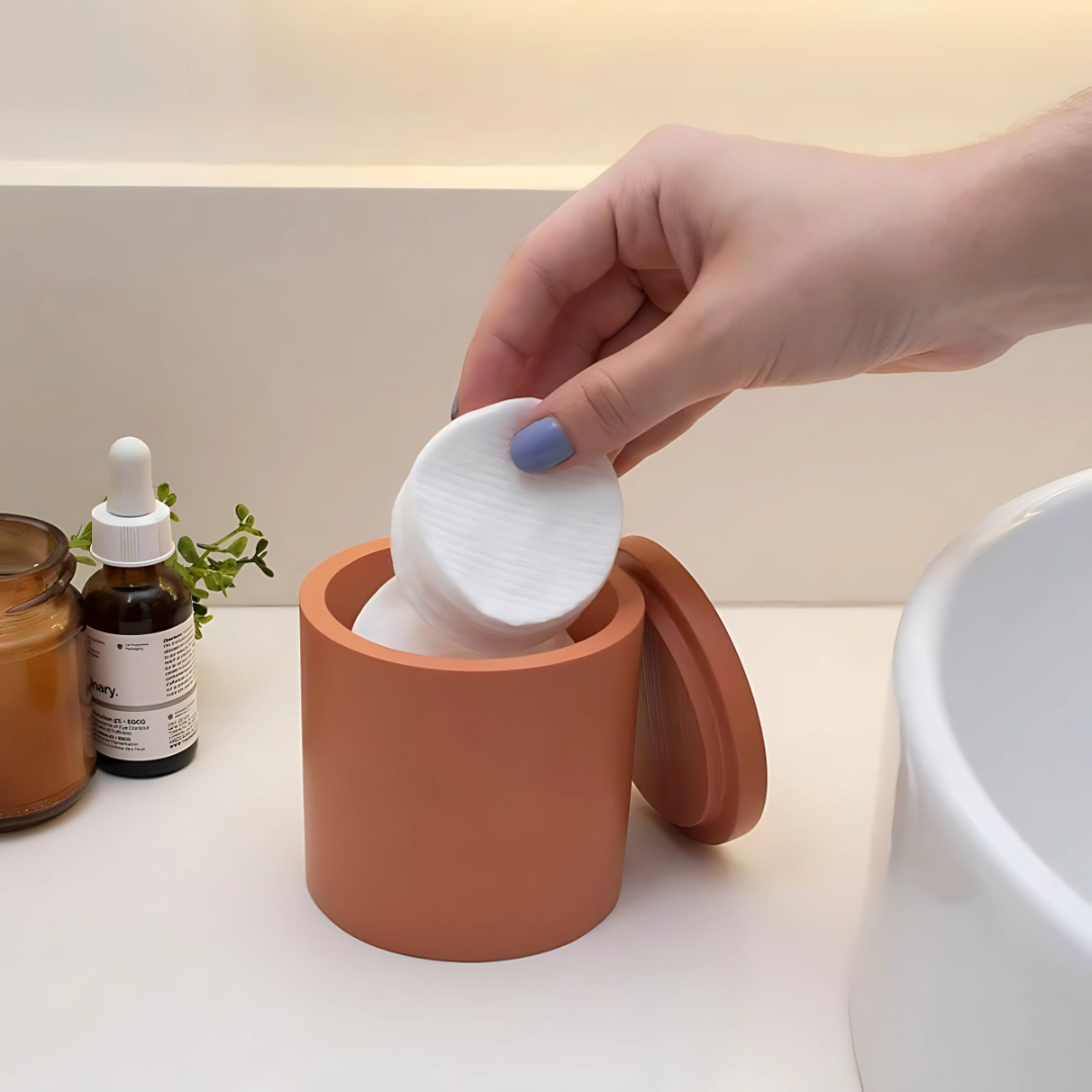 Porta Objetos com Tampa de Resina Minimal Terracota - Oikos