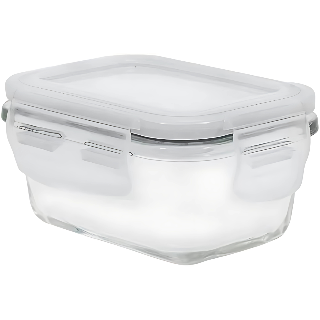 Pote 160ML de Vidro com Tampa Transparente Retangular Raso - Oikos