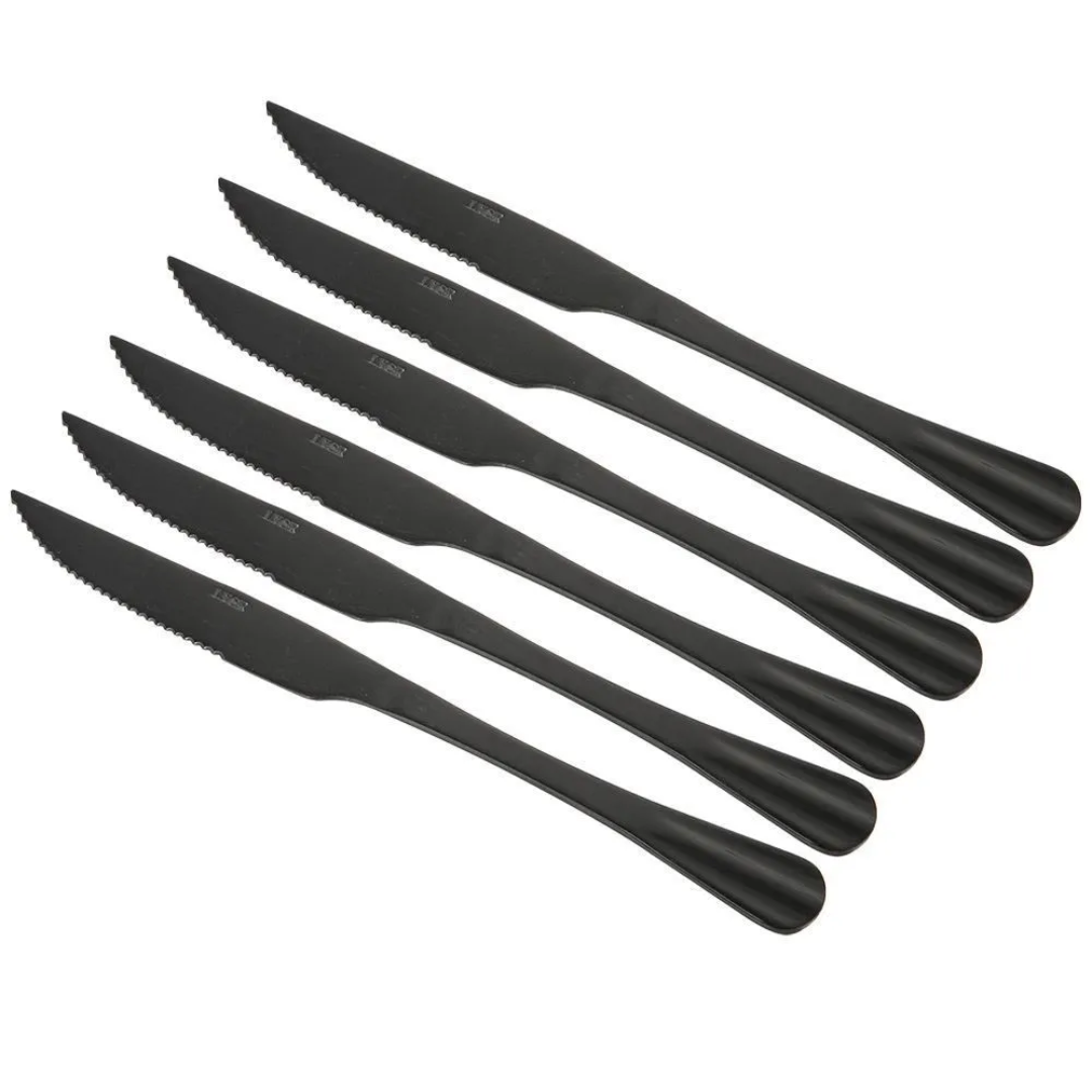 Conjunto 6 Facas para Churrasco de Aço Inox Positano Preto - Lyor