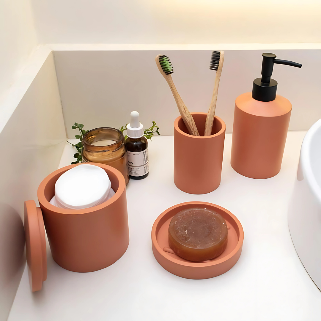 Porta Objetos com Tampa de Resina Minimal Terracota - Oikos