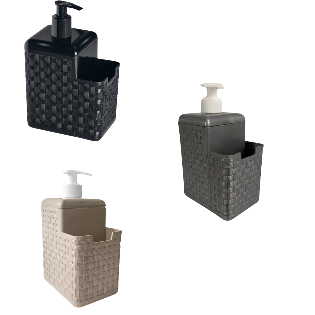Dispenser Porta Detergente e Esponja Plástico - Rattan