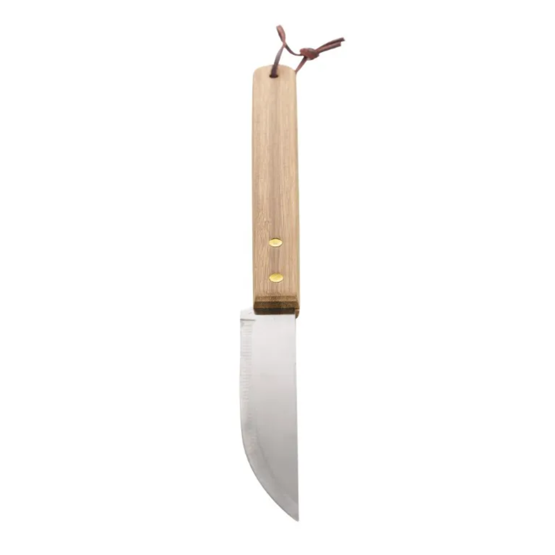 Faca para Churrasco Aço Inox com Cabo de Bambu 37cm
